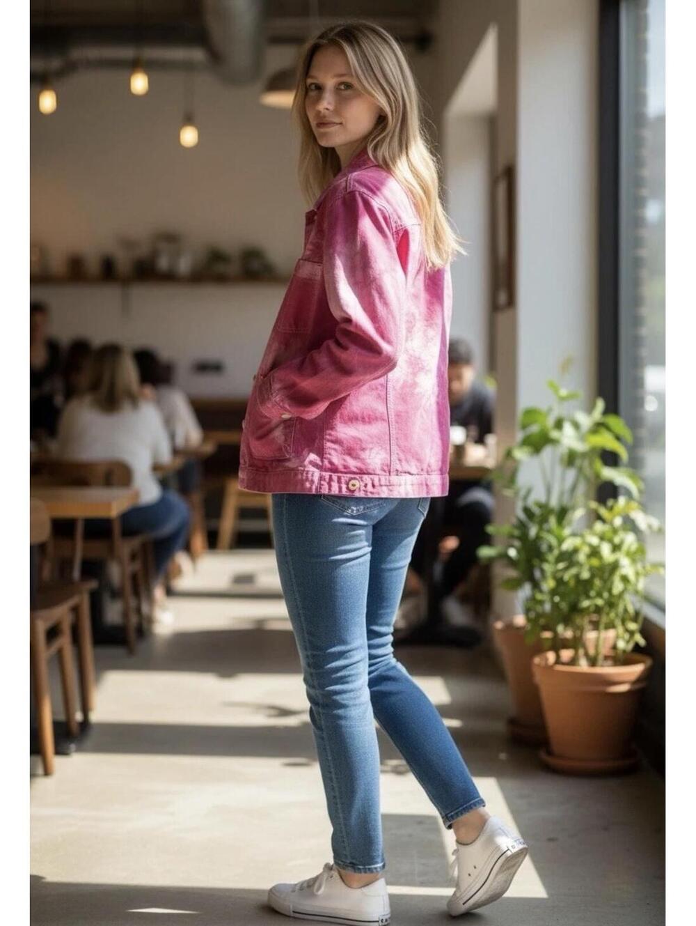 EVERLANE Denim Tie-Dye Pink Jacket